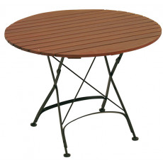 MUNCHEN τραπέζι κήπου μεταλλικό με ξύλο ΚΑΡΥΔΙ, Φ100xH75